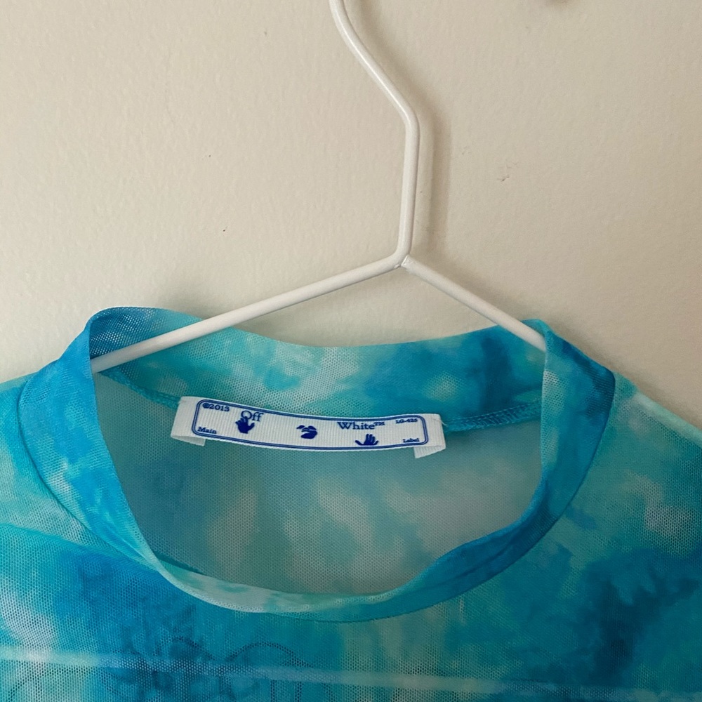 Off-White Tie Dye Mesh Crop Top - Picture 12 of 16